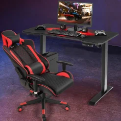 Tangkula Electric Stand up Gaming Desk, Height Adjustable Standing Desk with Programmable Memory & Splice Board