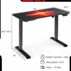 Tangkula Electric Stand up Gaming Desk, Height Adjustable Standing Desk with Programmable Memory & Splice Board