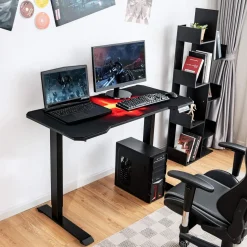 Tangkula Electric Stand up Gaming Desk, Height Adjustable Standing Desk with Programmable Memory & Splice Board
