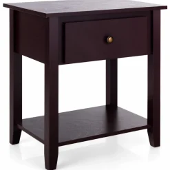Tangkula End Table with Drawer, Nightstand w/Drawer and Storage Shelf