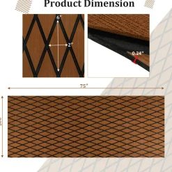 Tangkula EVA Foam Boat Decking Sheet, Self-Adhesive Boat Flooring with Diamond Shape