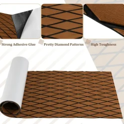 Tangkula EVA Foam Boat Decking Sheet, Self-Adhesive Boat Flooring with Diamond Shape