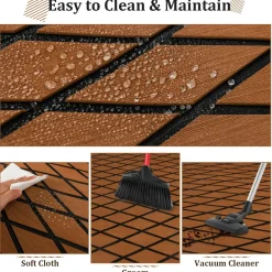Tangkula EVA Foam Boat Decking Sheet, Self-Adhesive Boat Flooring with Diamond Shape