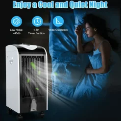 Tangkula Evaporative Air Cooler, 3-in-1 Air Cooling Fan with 2 Ice Crystal Boxes, 3-Mode