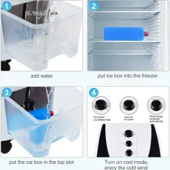 Tangkula Evaporative Air Cooler, 3-in-1 Air Cooling Fan with 2 Ice Crystal Boxes, 3-Mode