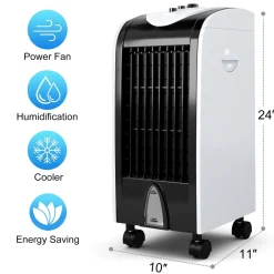Tangkula Evaporative Air Cooler, 3-in-1 Air Cooling Fan with 2 Ice Crystal Boxes, 3-Mode