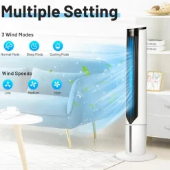 Tangkula Evaporative Cooler, Include Remote Control, 4 Ice Packs, Portable Bladeless Cooler with 3 Modes
