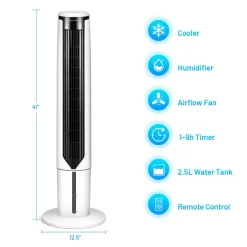 Tangkula Evaporative Cooler, Include Remote Control, 4 Ice Packs, Portable Bladeless Cooler with 3 Modes