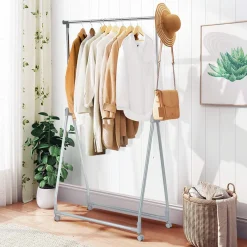 Tangkula Extendable Garment Rack, Heavy Duty Foldable Clothes Rack with Adjustable Hanging Rod