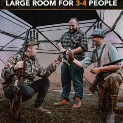 Tangkula Extra Tall 3-4 Person Hunting Blind, 270 Degree See Through Ground Blind with Silent Slide Windows