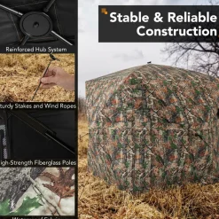 Tangkula Extra Tall 3-4 Person Hunting Blind, 270 Degree See Through Ground Blind with Silent Slide Windows