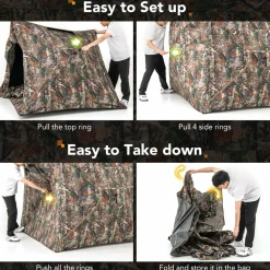 Tangkula Extra Tall 3-4 Person Hunting Blind, 270 Degree See Through Ground Blind with Silent Slide Windows