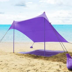 Tangkula Family Beach Sunshade, UPF50+ Sun Shade Tent with Aluminum Poles