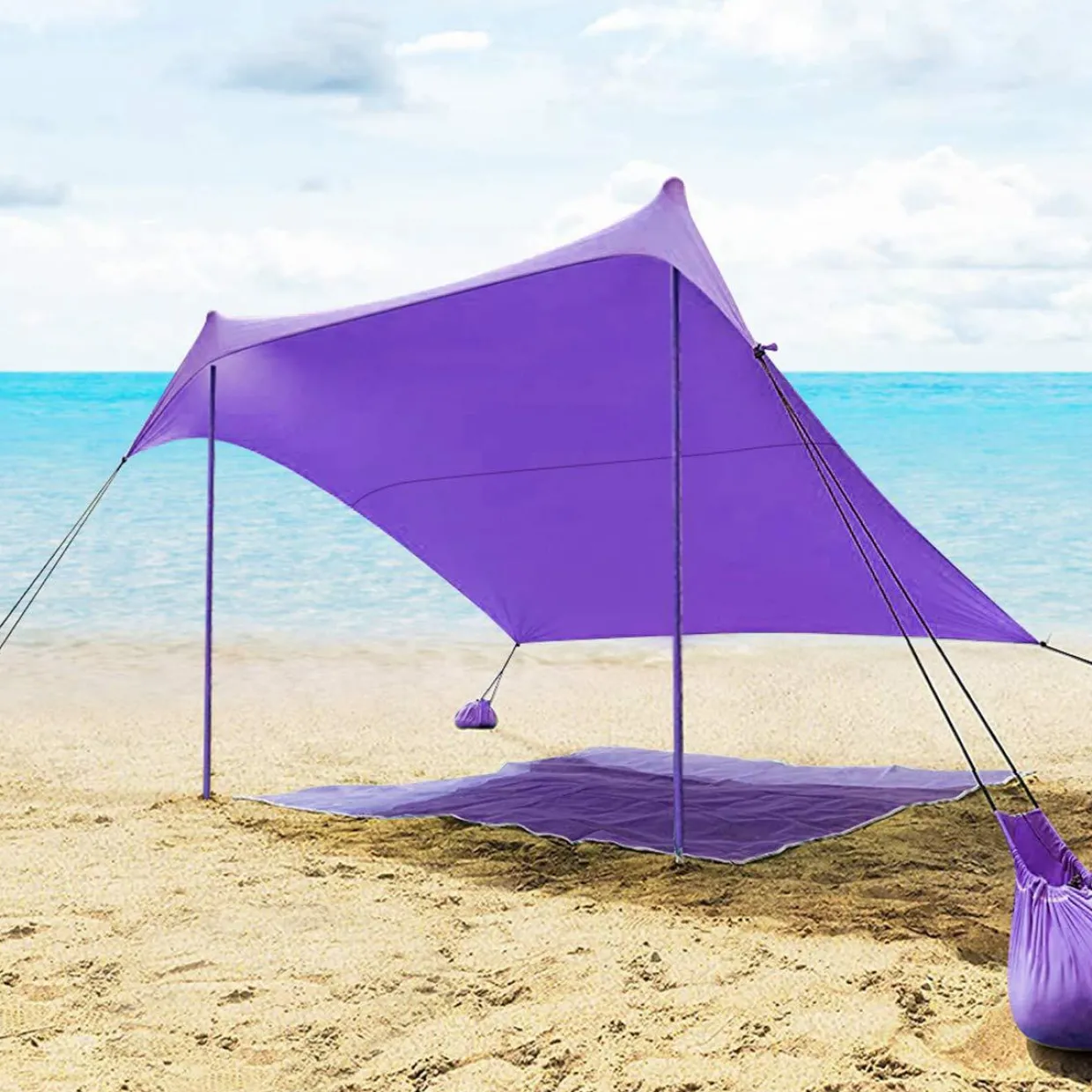 Tangkula Family Beach Sunshade, UPF50+ Sun Shade Tent with Aluminum Poles