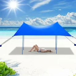 Tangkula Family Beach Sunshade, UPF50+ Sun Shade Tent with Aluminum Poles