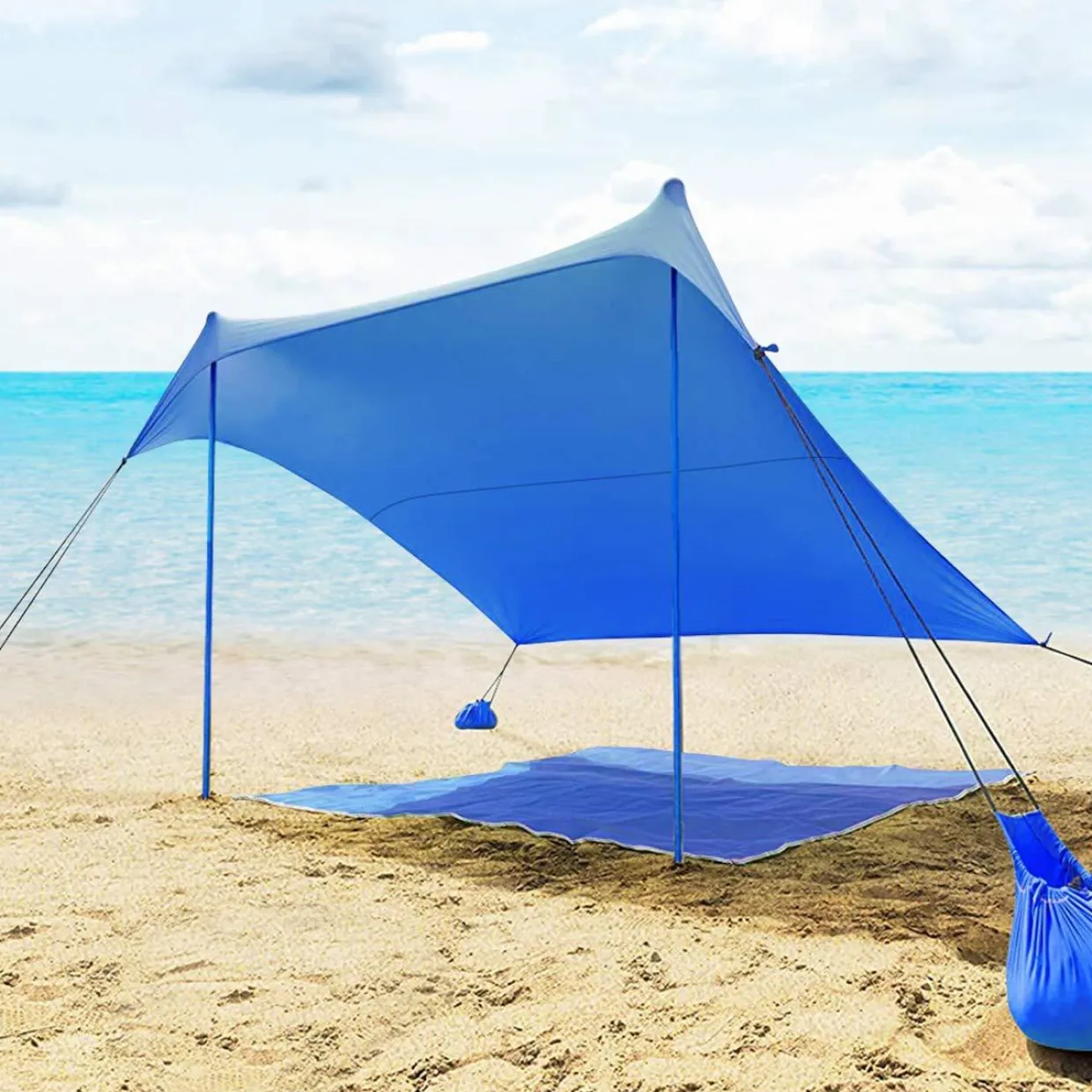 Tangkula Family Beach Sunshade, UPF50+ Sun Shade Tent with Aluminum Poles