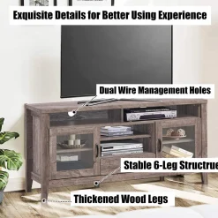 Tangkula Farmhouse Tall TV Stand, Retro Wood Universal Stand for TV's up to 65