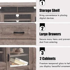 Tangkula Farmhouse Tall TV Stand, Retro Wood Universal Stand for TV's up to 65