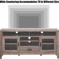 Tangkula Farmhouse Tall TV Stand, Retro Wood Universal Stand for TV's up to 65
