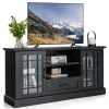 Tangkula Farmhouse TV Stand for TV up to 70 Inch, Tall Media Console Table with 2 Glass Doors