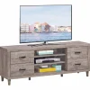 Tangkula Farmhouse TV Stand, Retro Wood Universal Stand for TV's up to 65" Flat Screen, 4 Drawers & 3 Open Shelves with 7 Adjustable Heights