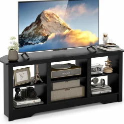 Tangkula Farmhouse TV Stand for TVs up to 65 Inch, Media Entertainment Center w/6 Storage Shelves for Living Room