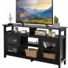 Tangkula Farmhouse TV Stand for TVs up to 65" Flat Screen, Wooden TV Console Table w/2 Cabinets & 4 Shelves