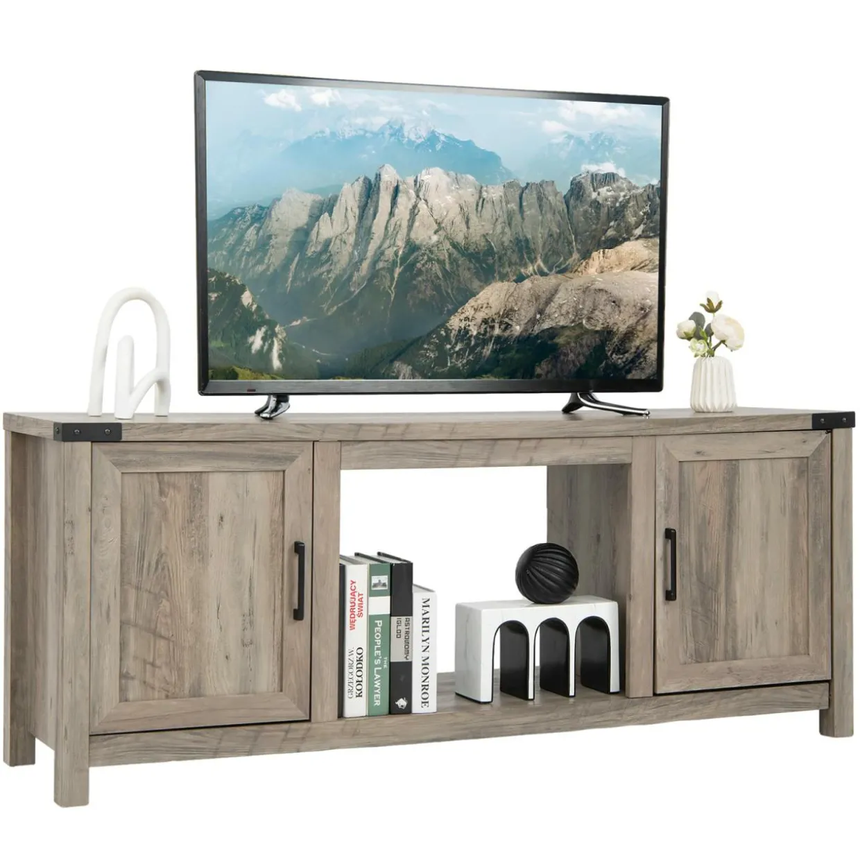 Tangkula Farmhouse TV Stand for TVs up to 70 Inch