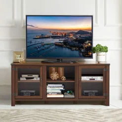 Tangkula Farmhouse TV Stand, Living Room Console Storage Cabinet for TVs up to 65" Flat Screen