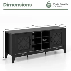 Tangkula Farmhouse TV Stand for TVs Up to 65-in, Classic Media Entertainment Center w/Glass Door Cabinets & 4 Adjustable Shelves