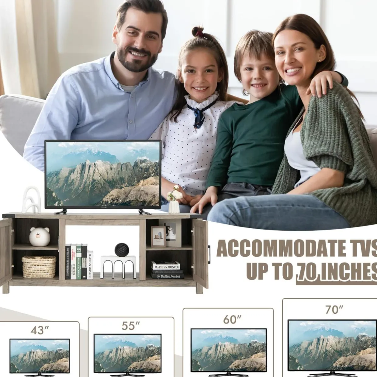 Tangkula Farmhouse TV Stand for TVs up to 70 Inch