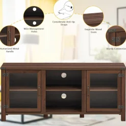 Tangkula Farmhouse TV Stand, Living Room Console Storage Cabinet for TVs up to 65