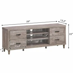 Tangkula Farmhouse TV Stand, Retro Wood Universal Stand for TV's up to 65