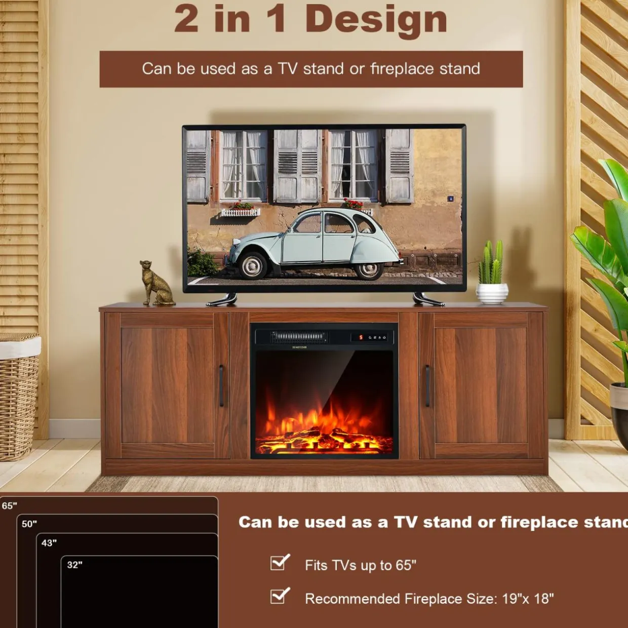 Tangkula Farmhouse TV Stand with Double Barn Doors