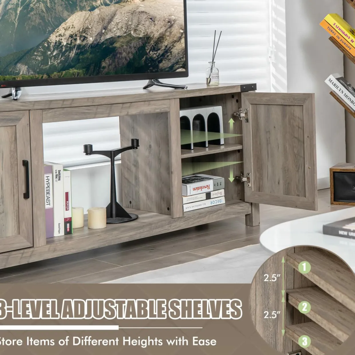 Tangkula Farmhouse TV Stand for TVs up to 70 Inch