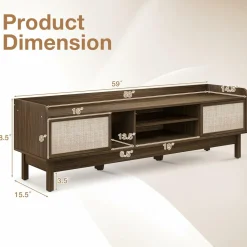 Tangkula Farmhouse TV Stand for TVs up to 65”, Mid Century Modern TV Console Table w/Storage (Walnut, 59”L, up to 65