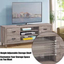 Tangkula Farmhouse TV Stand, Retro Wood Universal Stand for TV's up to 65