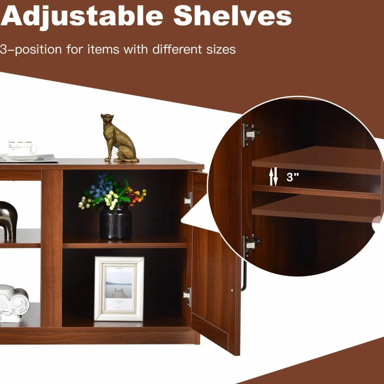 Tangkula Farmhouse TV Stand with Double Barn Doors