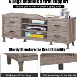 Tangkula Farmhouse TV Stand, Retro Wood Universal Stand for TV's up to 65