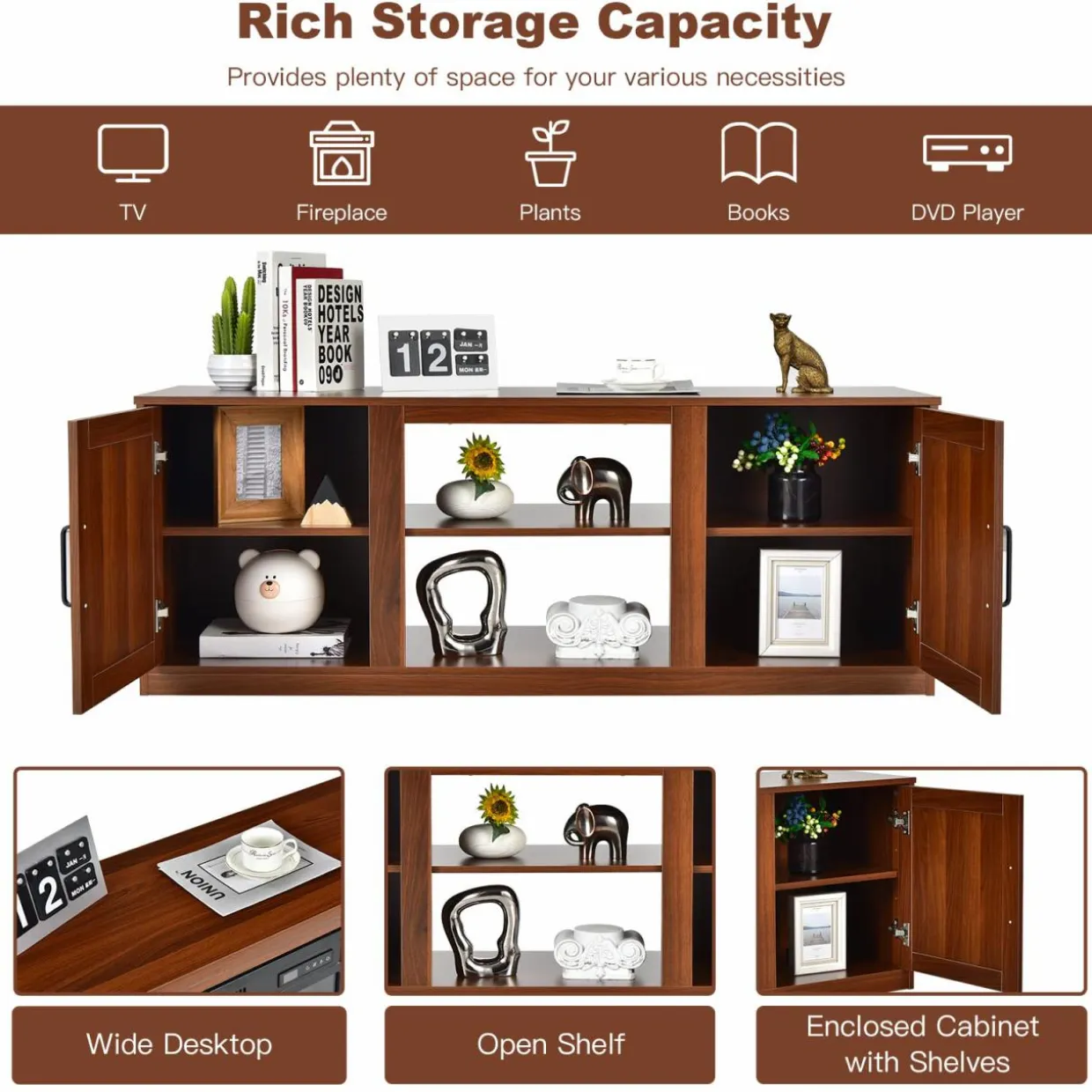 Tangkula Farmhouse TV Stand with Double Barn Doors