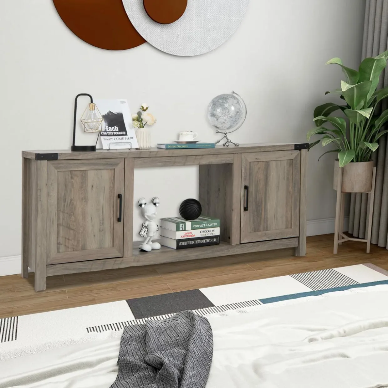 Tangkula Farmhouse TV Stand for TVs up to 70 Inch
