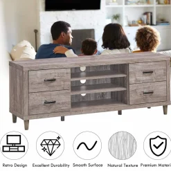 Tangkula Farmhouse TV Stand, Retro Wood Universal Stand for TV's up to 65