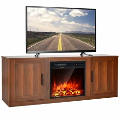 Tangkula Farmhouse TV Stand with Double Barn Doors