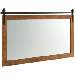 Tangkula Farmhouse Wall Mirror, 40" x 26" Rustic Bathroom Mirror with Fir Wood Frame