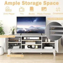 Tangkula Farmhouse Wood TV Stand for TVs Up to 65”