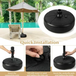 Tangkula Fillable Round Umbrella Base, Water & Sand Filled Patio Umbrella Stand