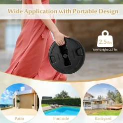 Tangkula Fillable Round Umbrella Base, Water & Sand Filled Patio Umbrella Stand
