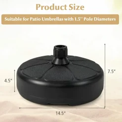 Tangkula Fillable Round Umbrella Base, Water & Sand Filled Patio Umbrella Stand