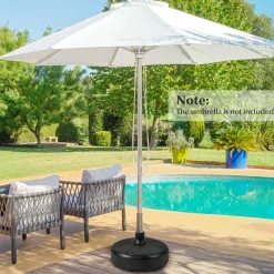 Tangkula Fillable Round Umbrella Base, Water & Sand Filled Patio Umbrella Stand