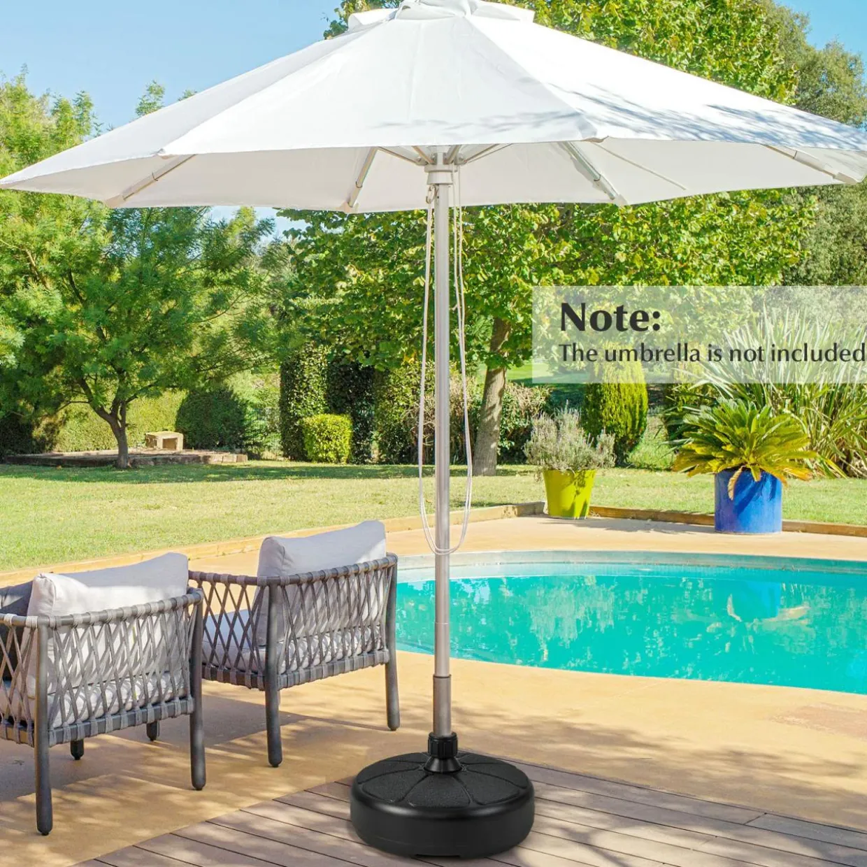 Tangkula Fillable Round Umbrella Base, Water & Sand Filled Patio Umbrella Stand